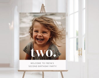 2nd Birthday Welcome Sign Template, Photo Birthday Welcome Sign, Two Welcome Poster, Fully Editable, Printable Welcome Sign