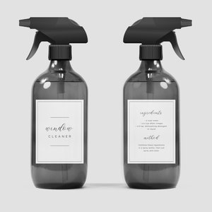 3x4 inch | Editable Cleaning Labels | Script Font | Front and Back labels | Minimal Printable Label Set