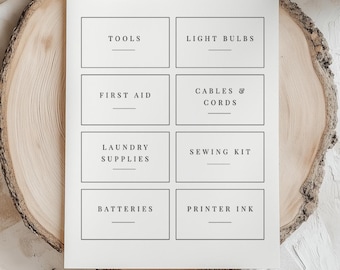 3,5 x 2 tum, redigerbar etikettmall, etiketter för hemorganisering, serif-etikett, minimalistisk husorganisering, US Letter + A4, utskrivbar etikett
