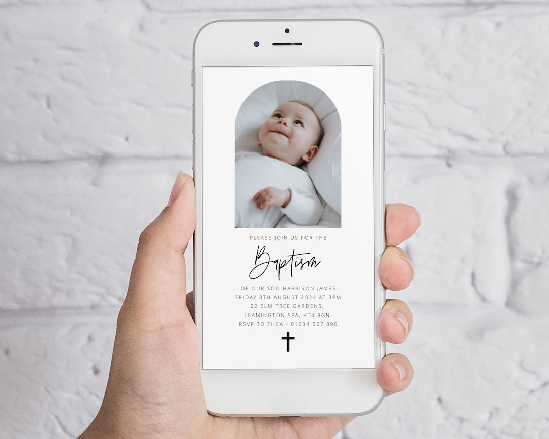 Baptism Invite Picture Baptism Evite Girl Baptism Etsy