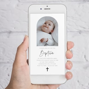 Baptism Invite Picture, Baptism Evite, Girl Baptism Invitation, Boho Christening, Arched Baptism Invitation, Baptism Invite Girl