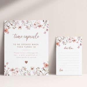 Time Capsule Template, Wildflower Birthday, First Birthday Time Capsule, Floral First Birthday, Printable Time Capsule