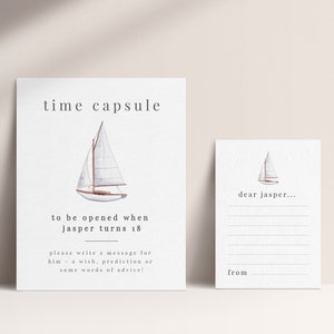 Editable Sailboat Time Capsule, Time Capsule Template, Sailboat Time Capsule, Time Capsule Card, Sailboat 1st Birthday
