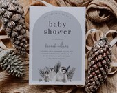 Winter Baby Shower Invite Template, Penguin Baby Shower, Winter Animal Baby Shower, Gender Neutral Baby Shower, Printable Baby Shower Invite