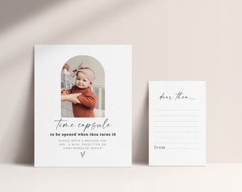 Photo Time Capsule Template, First Birthday Time Capsule, 1st Birthday Party, 1st Birthday Wishes, Printable Time Capsule