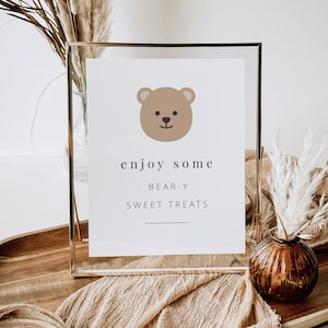 Sweet Treats Sign Template, 5x7, 8x10, Editable sign, Beary First Birthday, Teddy Bears Picnic, Printable Sign