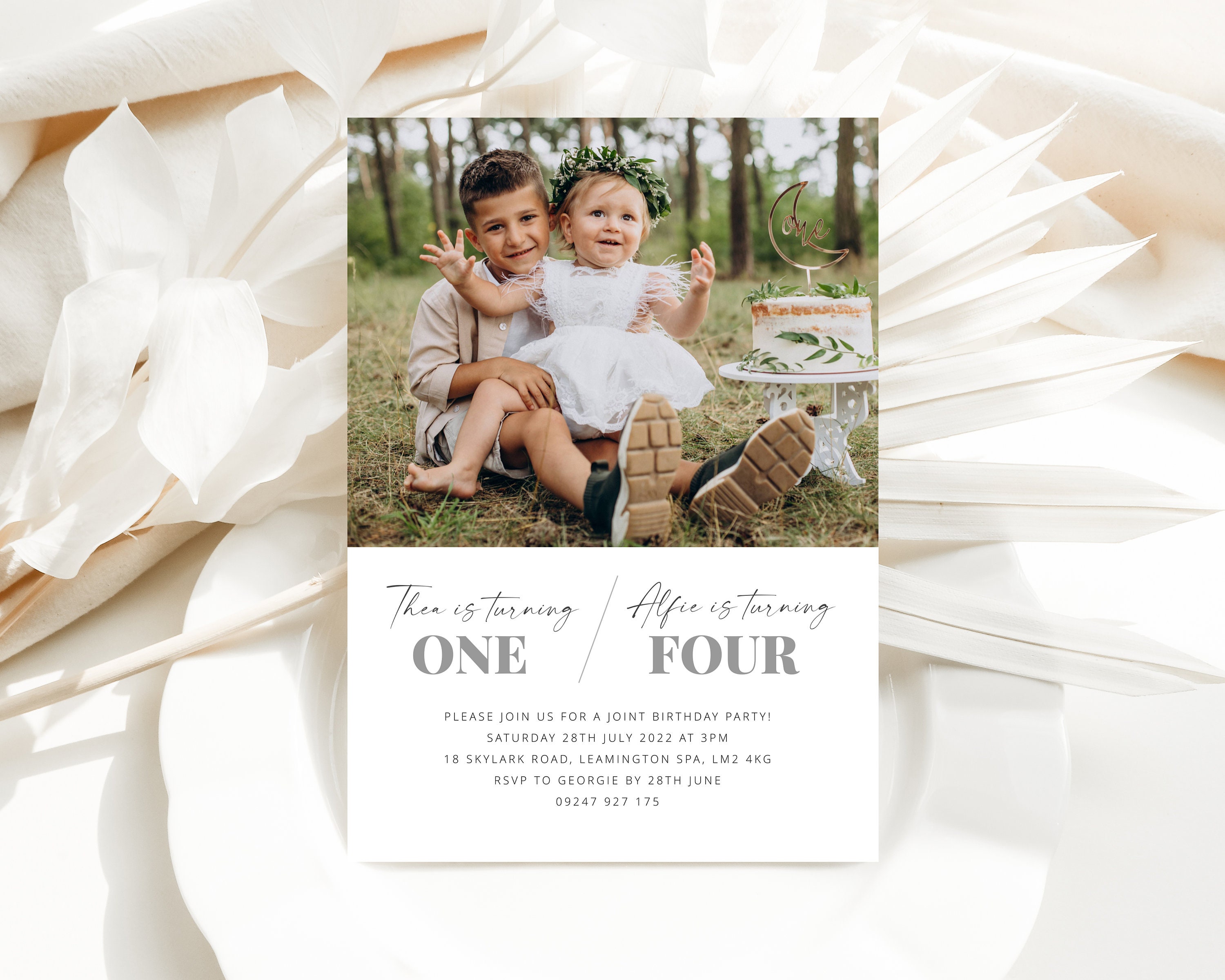 Joint Birthday Invitation Template Joint Party Invite Photo | Etsy