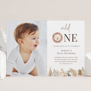 Wild One Invitation Template, Safari 1st Birthday, Wild One Birthday, Wild One Photo Invitation, Jungle Birthday, Printable Birthday Invite