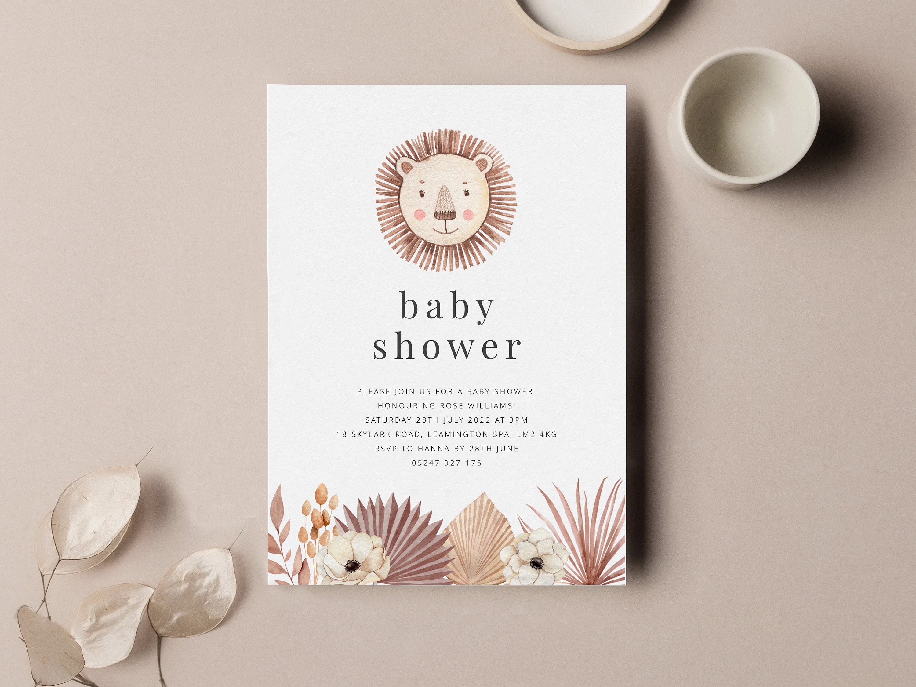 Lion Baby Shower Invite Template Baby Shower Girl Jungle | Etsy