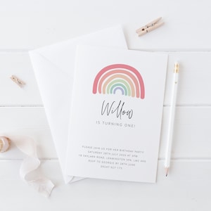 Editable Rainbow Birthday Invite | Pastel Rainbow Party | Boho Rainbow Birthday Invitation | Printable Birthday invitation | Boho Rainbow