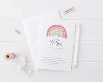 Editable Rainbow Birthday Invite | Pastel Rainbow Party | Boho Rainbow Birthday Invitation | Printable Birthday invitation | Boho Rainbow