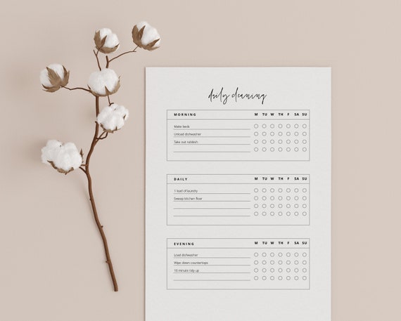Editable Cleaning Checklist Daily Cleaning Schedule Clean - Etsy UK