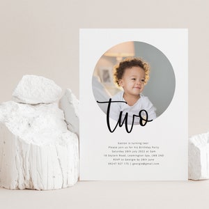 Second Birthday Invitation Template, Photo Birthday Invitation, Modern ...