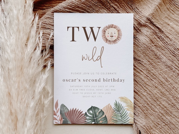Two Wild Invitation, 2nd Birthday Invitation Template, 2nd Birthday Invitation, Two Wild Party Invitation, Printable Birthday invitation