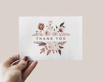 Boho Thank You Card | Boho Floral | Thank you card | Blush Floral Thank You | Thank You Note | Instant Download | Printable Thank You Card