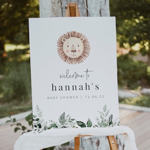 Lion Welcome Sign Template, Safari Welcome Sign, Safari Leaf Sign, Safari Baby Shower, Lion Leaf Sign, Printable Welcome Sign