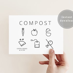 6 x 4 inch | US Letter | Recycling Icon Labels | Recycle Label | Custom Recycling Label | Compost Label | Printable Label Set