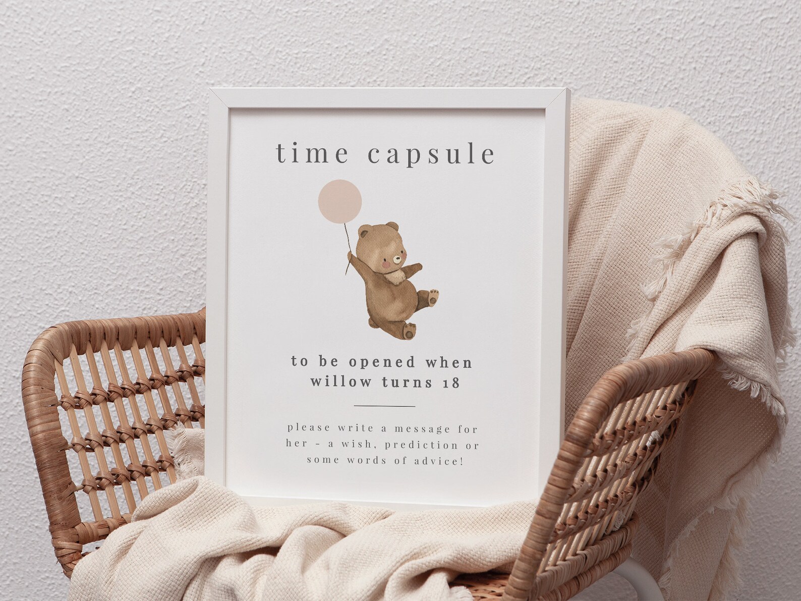 Bear Time Capsule Template, 1st Birthday Girl, Teddy Bear Birthday ...