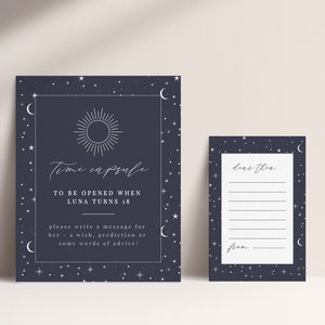 Celestial Time Capsule Template, Galaxy Birthday, First Birthday Time Capsule, First Trip Round The Sun, Space Party, Printable Time Capsule