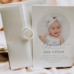 Girl Baptism Invitation Template, Baptism Photo Invite, Naming Day Invitation, Baptism Photo Invite, Printable Baptism Invitation