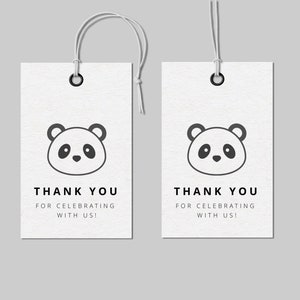 Modèle d'étiquette de remerciement Panda, étiquette de faveur de visage de Panda, anniversaire de Panda, fête sur le thème de Panda, étiquette de faveur imprimable