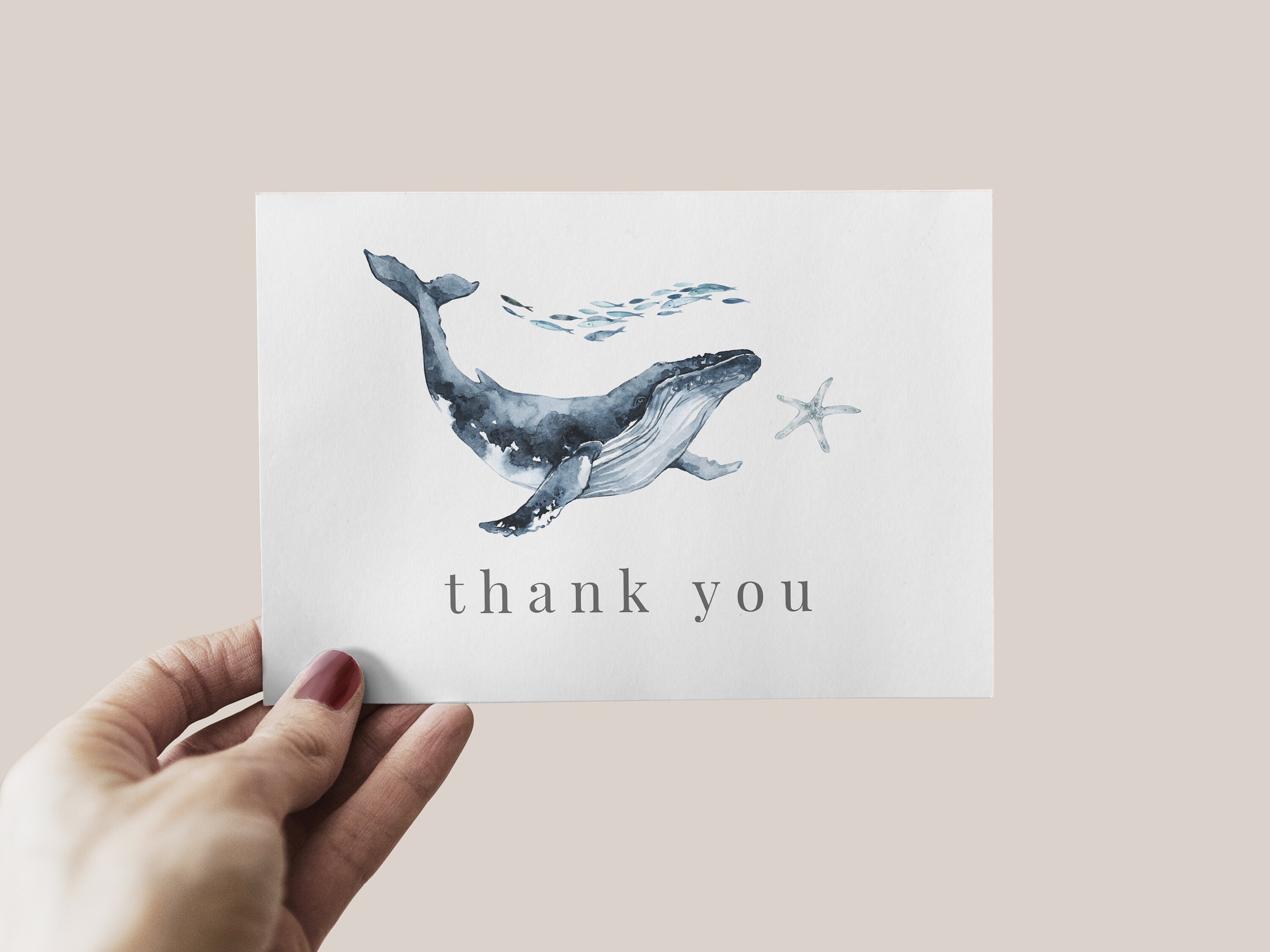 Editable Thank You Card Ocean Animals Ocean Thank You Card Etsy