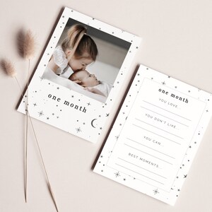 Baby's First Year Photo Template, With Journal Prompt Cards, Celestial 1st Birthday, Stars 1st Birthday, Printable 1st Birthday Photo Banner