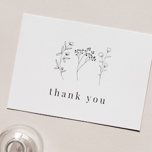 Editable Thank You Card | Floral Thank You Note | Minimal Flower Card | Printable Thank You Card