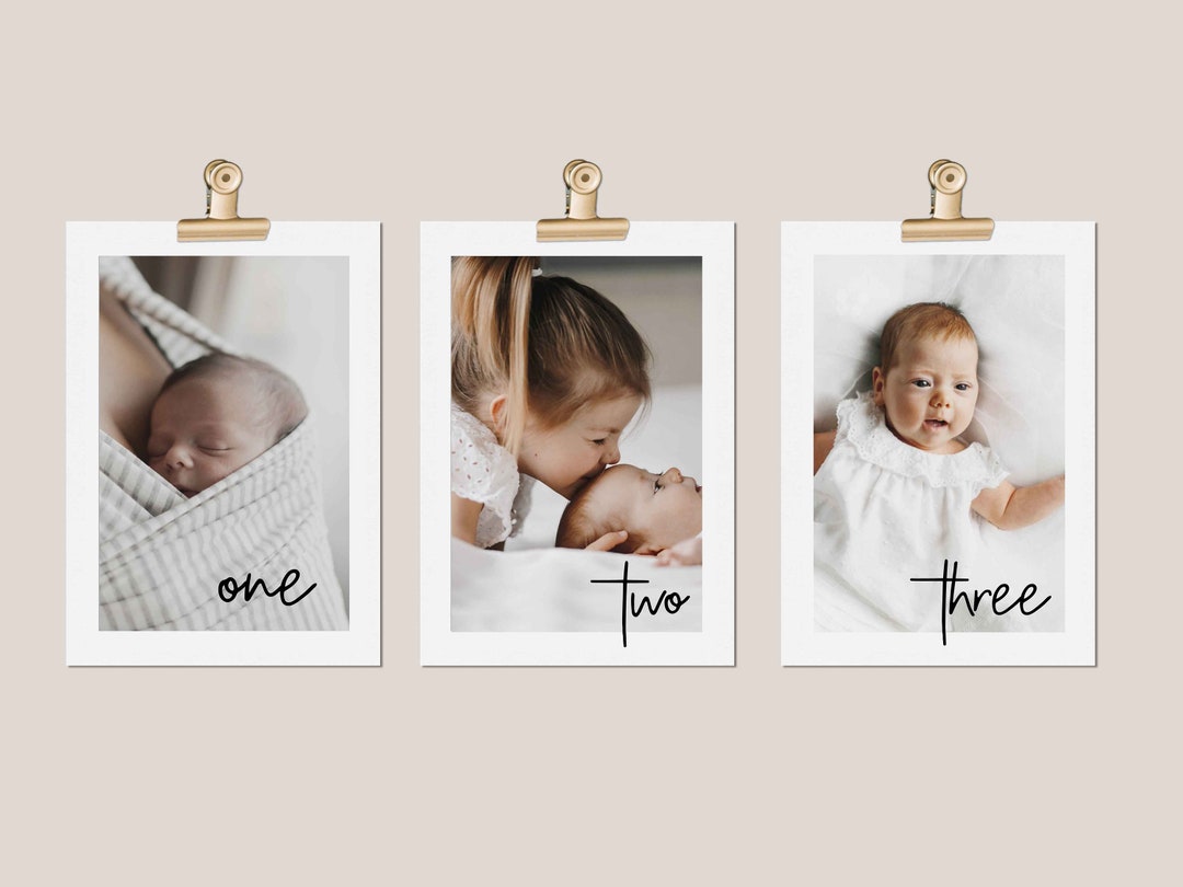 Monthly Baby Photos Template, 1st Birthday Photos, 12 Month Photo Banner, First Year Photos, Minimalist Photo Banner, Printable Photo Banner - Etsy