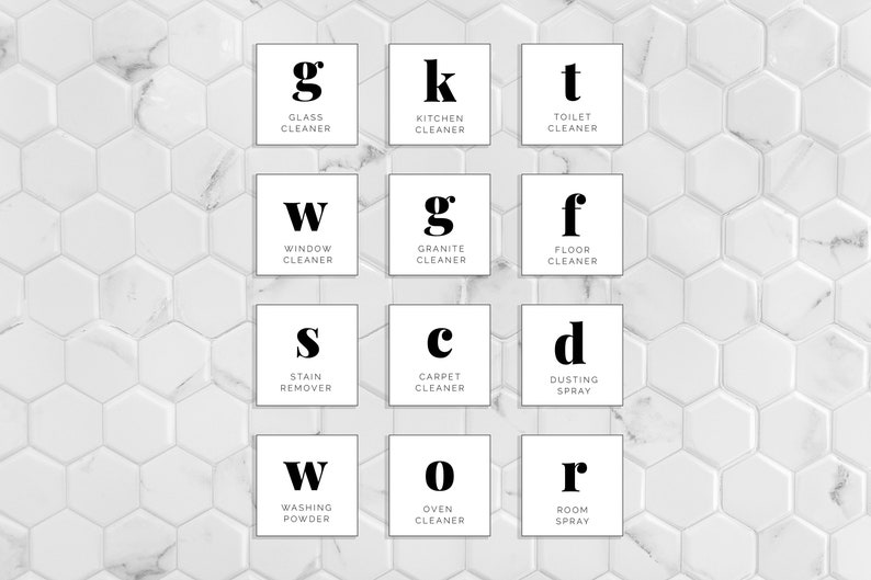 2 Inch | US Letter | Editable Cleaning Labels | Modern Initial Label ...