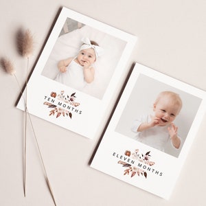 Monthly Photo Banner Template, Boho 1st Birthday, 12 Month Photo Banner, Month By Month, First Birthday Banner, Printable Photo Banner