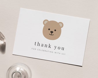 Editable Thank You Card | Bear Thank You Note | Teddy Bears Picnic | Printable Thank You Card