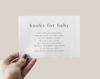 Books for baby card, Baby shower invite insert, Books for baby, Book request, Bring a book card, Minimalist baby shower, Printable card