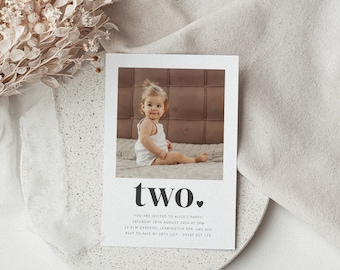Second Birthday Girl, Invitation Template, Two Invitation, Second Birthday Invitation, 2nd Birthday Girl, Printable Birthday Invite
