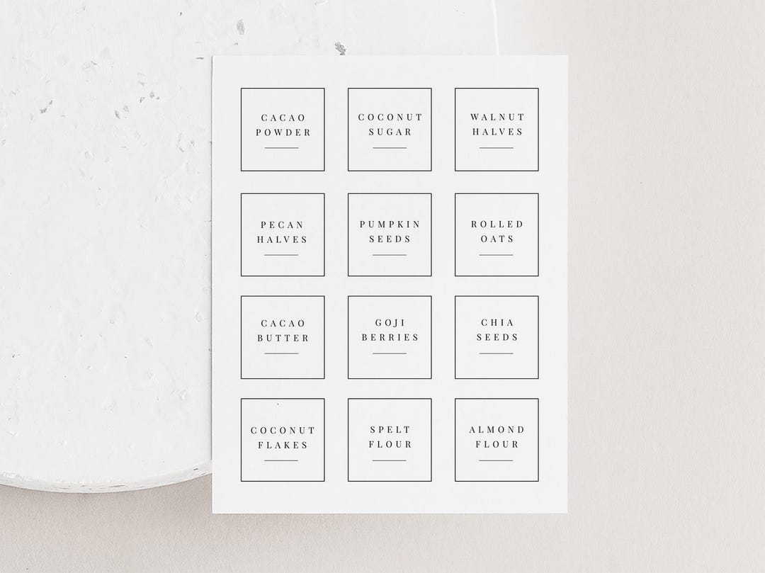2 Inch, Editable Pantry Label, Serif Pantry Label, Minimalist ...