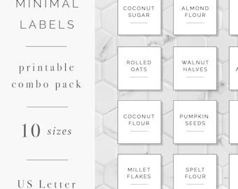 Editable Label Bundle | 10 Label Sizes | US Letter | Minimal Labels | Editable Labels | Printable Label Set | Label Template Bundle