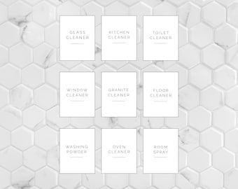 2.8 X 2.2 inch | US Letter | Editable Cleaning Labels Template | Modern Cleaner Labels | Laundry Room Label | Printable Label Set