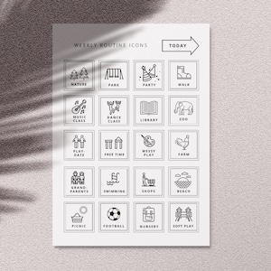 Cartões de rotina semanal para crianças, cartões de ritmo semanal para impressão, cartões de programação visual, cartões de rotina editáveis, programação de imagens mínimas para crianças