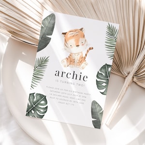 Tiger Birthday Invitation, Birthday Invite Template, Safari Birthday Party, Watercolour Tiger Invite, Printable Birthday invitation
