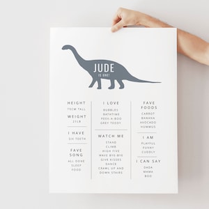 Dinosaur Milestone Print, Editable Milestone Poster, 1st Birthday Dinosaur, Editable Dinosaur Colours, First Birthday Milestone Printable