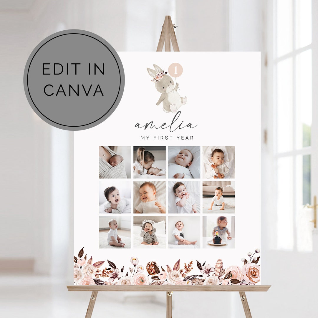 Bunny Rabbit Photo Collage Template Canva Template First - Etsy