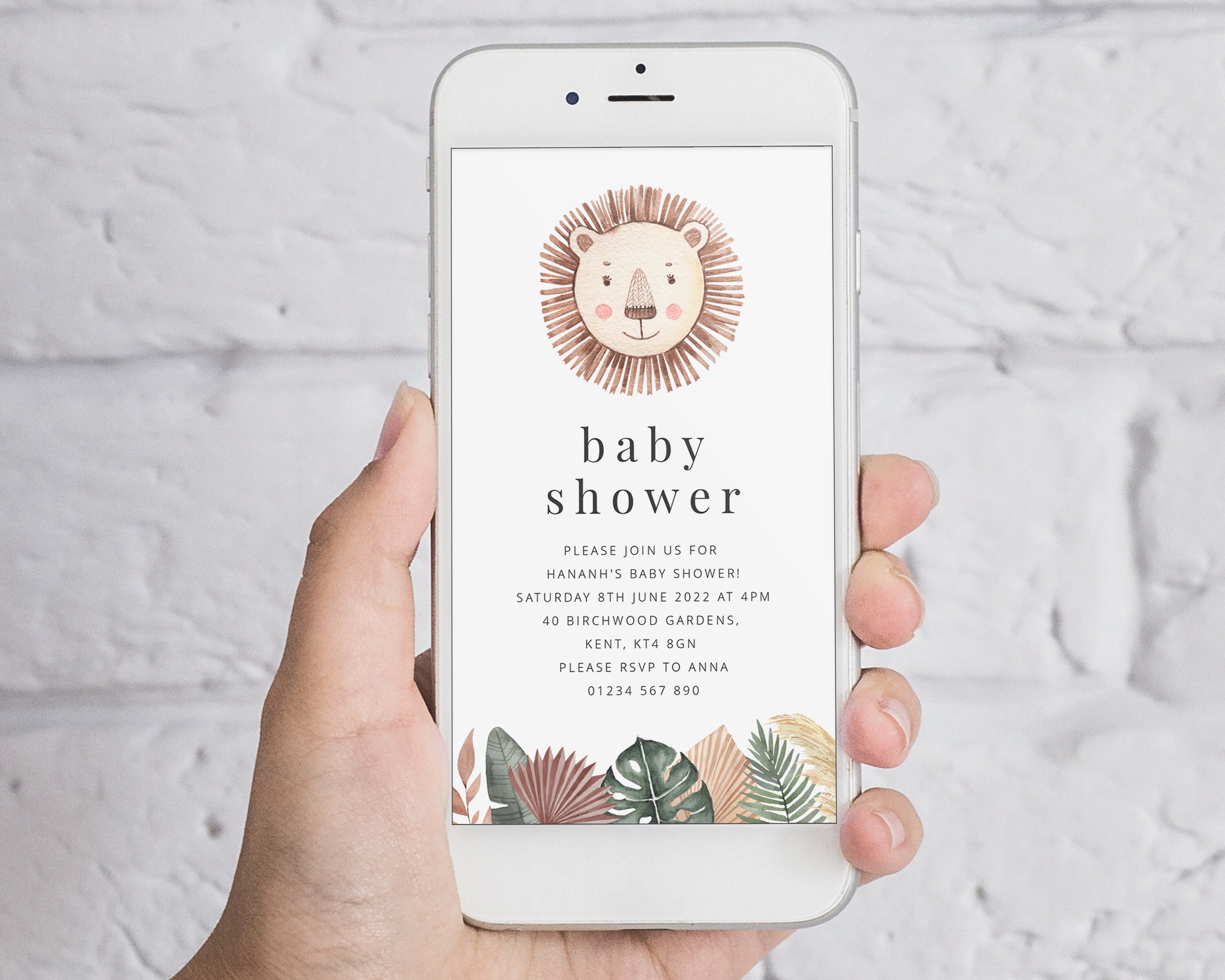 Lion Baby Shower Evite Safari Baby Shower Jungle Baby Etsy España