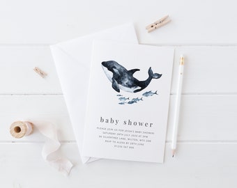 Editable baby shower invite, ocean animals invitation, ocean baby shower, modern baby shower, printable invite