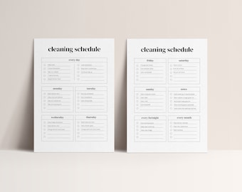 Bearbeitbare Reinigungs-Checkliste | Moderne Reinigung Checkliste | Checkliste für die tägliche, wöchentliche und monatliche Reinigung | Clean Edit List | Reinigung Printable