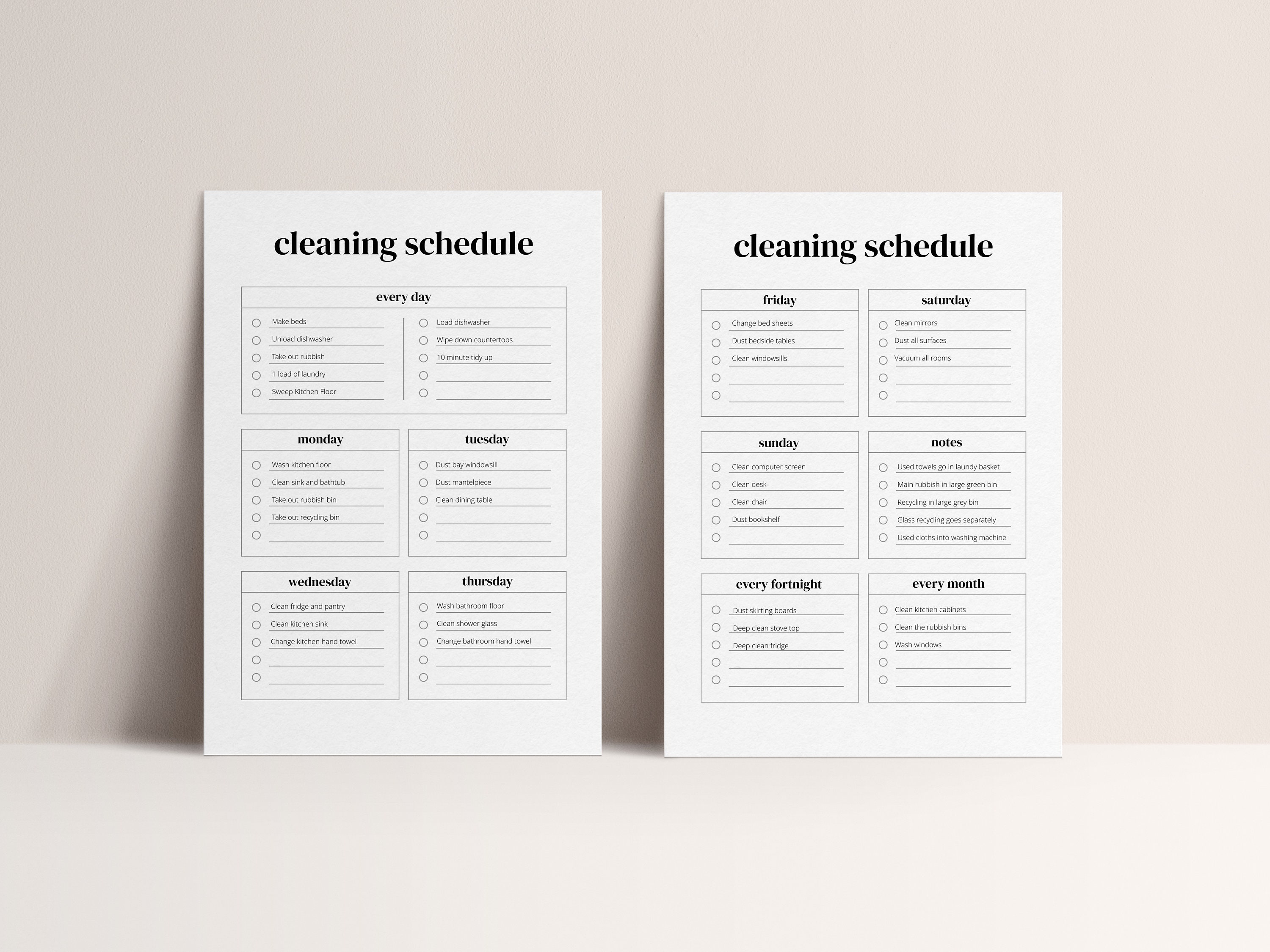 Checklist Clean Modern Editable Cleaning Checklist | Modern Cleaning Checklist | Daily, Weekly ...
