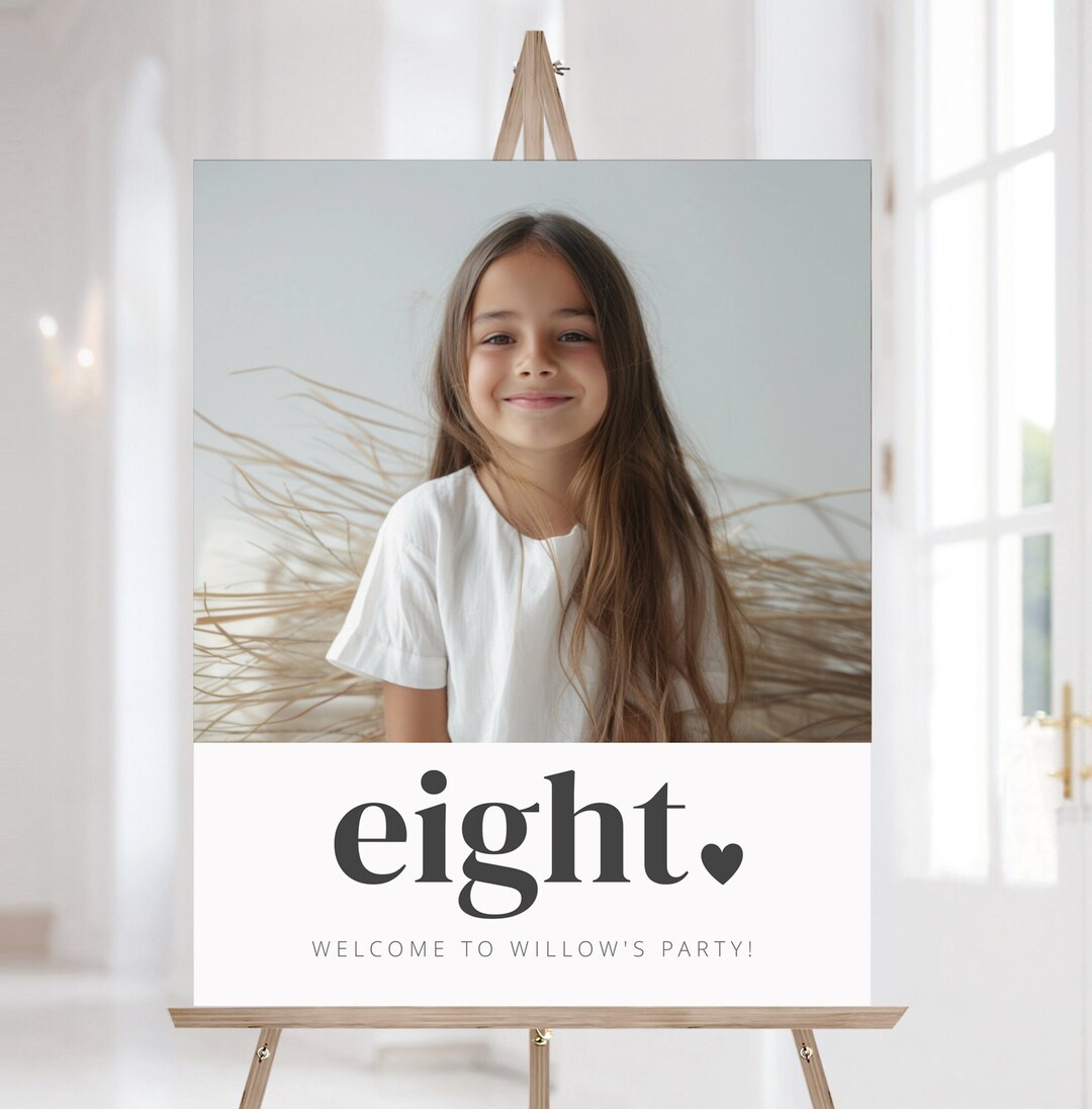 8th Birthday Welcome Sign Template, Eight Welcome Sign, 8th Birthday ...