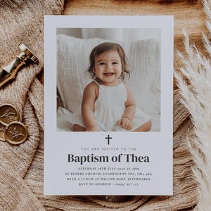 Baptism Invitation Template, Baptism Photo Invite, Naming Day Invitation, Christening Photo Invite, Printable Baptism invite