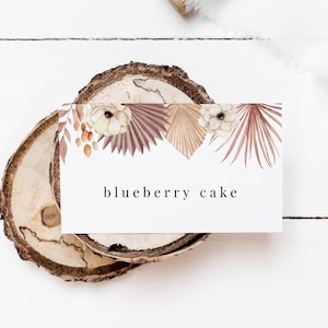 Safari Leaf Buffet Labels Template, Pink Boho Birthday Party, Buffet Cards, Editable Food Labels, Printable Buffet Labels