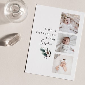 Carte de mini étape modifiable, carte d'étape de Noël de Babys, impression de photomaton, carte de Noël imprimable