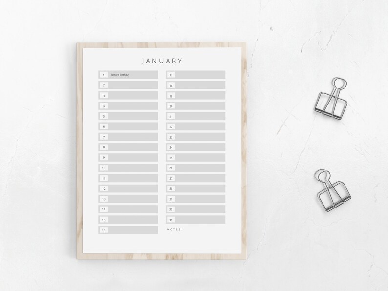 Important Dates Calendar Template Editable Planner Key Etsy